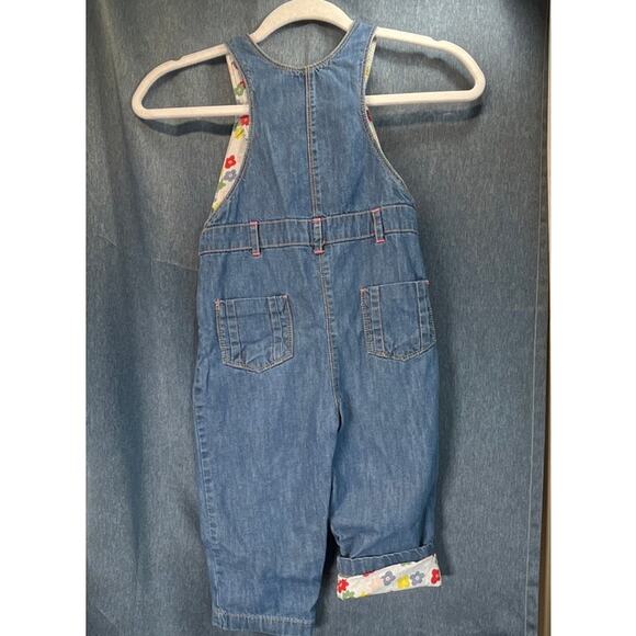 Baby Boden Girls 2/3 Years Blue Jean Overalls Full Lining floral Print Outdoors - Picture 2 of 8